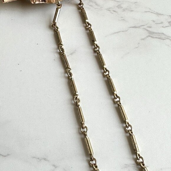 Vintage Gold Tone Link Bar Chain Necklace 15" - Picture 5 of 7